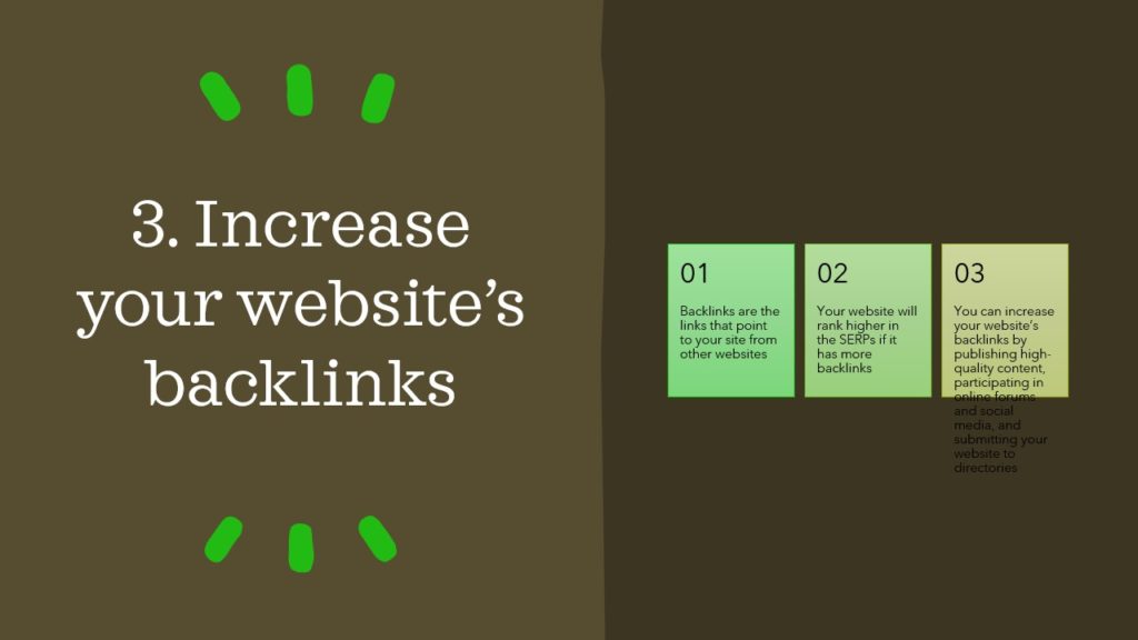 3. Increase your website’s backlinks